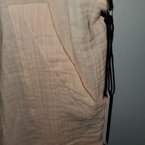 STILLWATER Some Beachy Shorteral Slubbed Cotton Peach Short Overalls NWT XS - Picture 4 of 12
